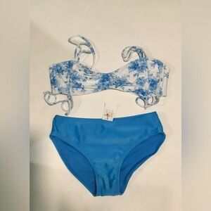 Blue Floral Kids Swim Set Sz 10_12
